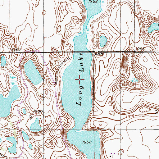 Topographic Map of Long Lake, MT