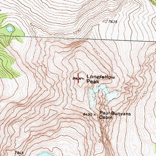 Topographic Map of Longfellow Peak, MT