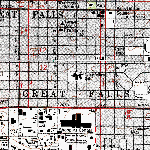 Topographic Map of Longfellow School, MT