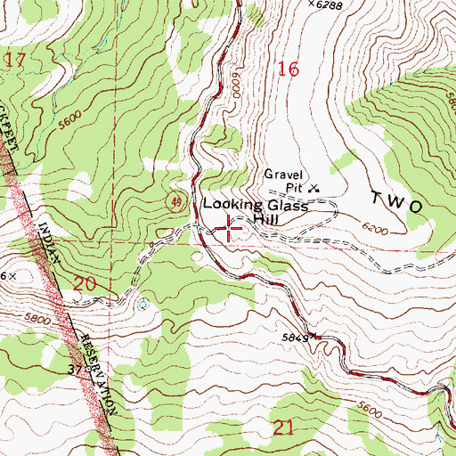 Topographic Map of Looking Glass Hill, MT