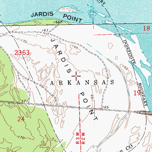 Topographic Map of Jardis Point, AR