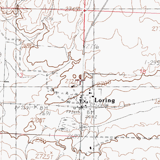Topographic Map of Loring, MT