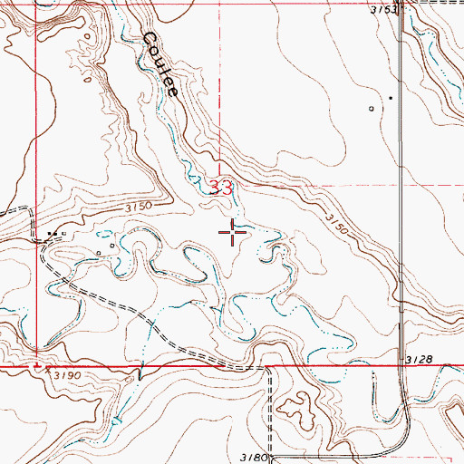 Topographic Map of Lost Coulee, MT