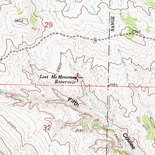 Topographic Map of Lost McMenomey Reservoir, MT