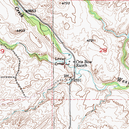Topographic Map of Lowell Creek, MT