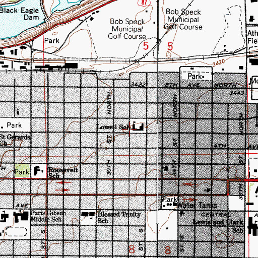 Topographic Map of Lowell School (historical), MT