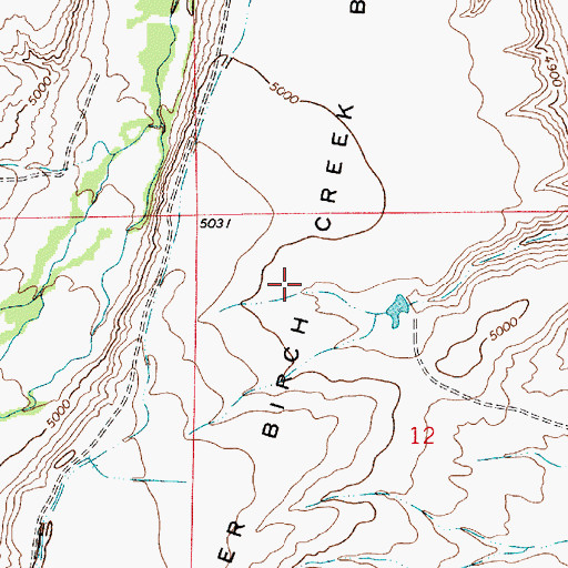 Topographic Map of Lower Birch Creek Bar, MT