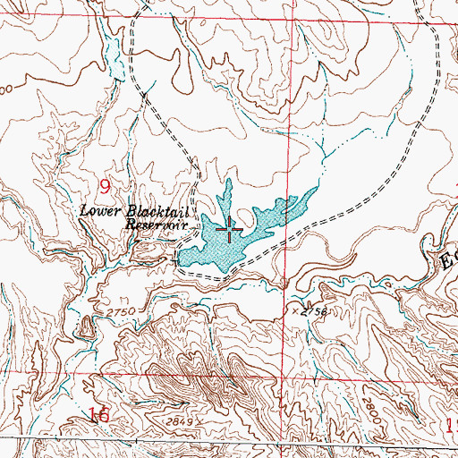 Topographic Map of Lower Blacktail Reservoir, MT