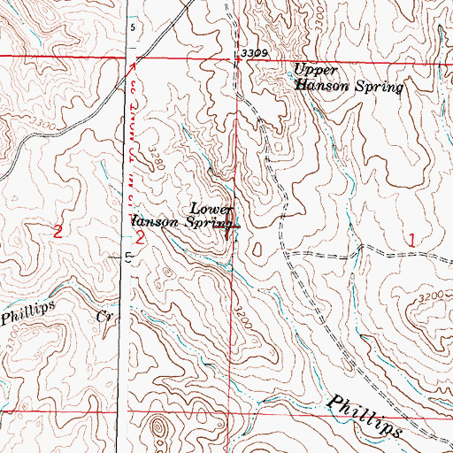 Topographic Map of Lower Hanson Spring, MT