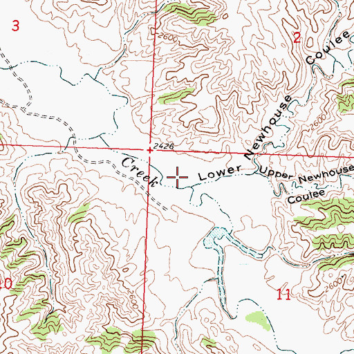 Topographic Map of Lower Newhouse Coulee, MT