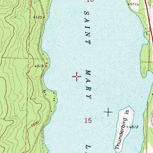 Topographic Map of Lower Saint Mary Lake, MT
