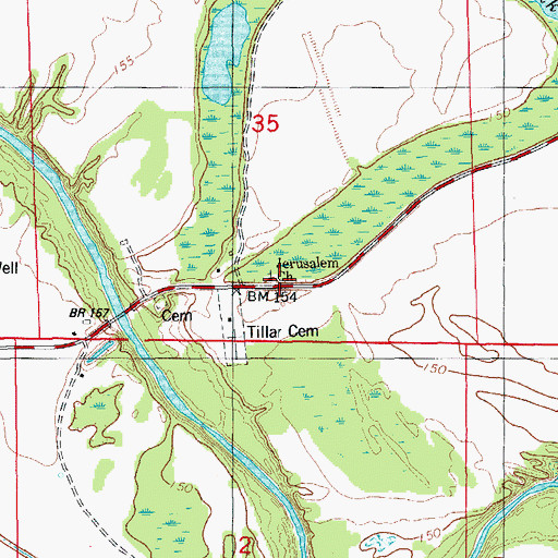 Topographic Map of Jerusalem Baptist Church, AR