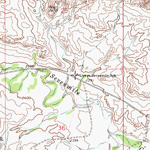 Topographic Map of Lower Sevenmile School (historical), MT