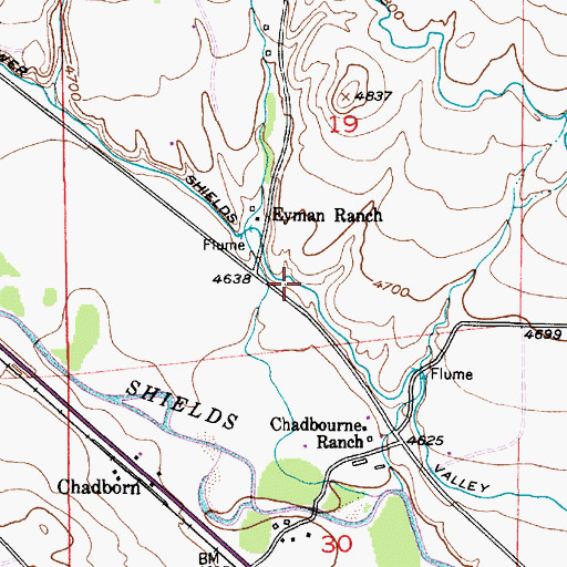Topographic Map of Lower Shields Valley Ditch, MT