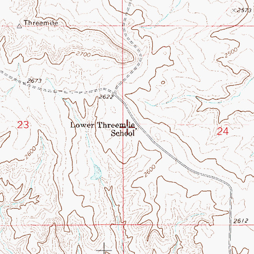 Topographic Map of Lower Threemile School (historical), MT