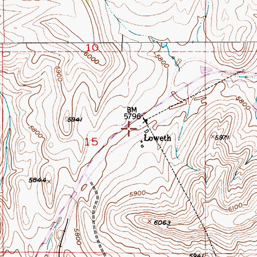 Topographic Map of Loweth, MT