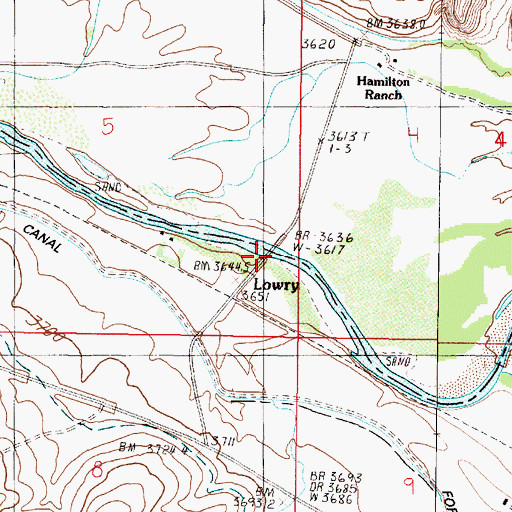Topographic Map of Lowry, MT