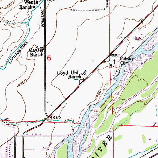 Topographic Map of Loyd Uhl Ranch, MT