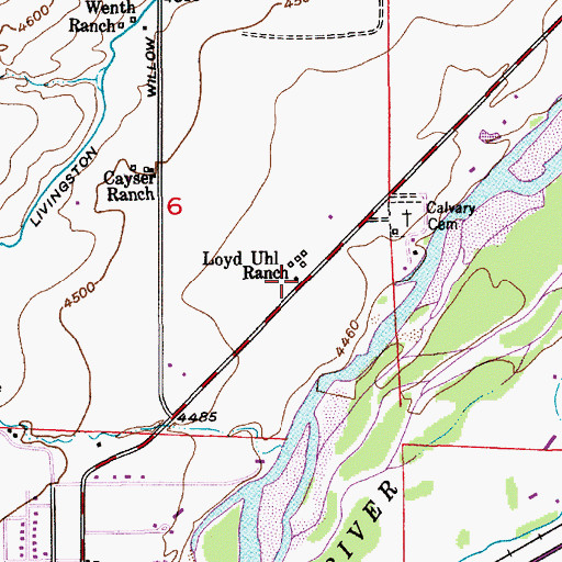 Topographic Map of Loyd Uhl Ranch, MT