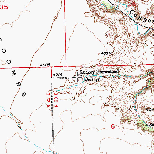 Topographic Map of Luckey Homestead, MT