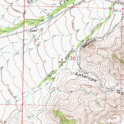 Topographic Map of Lueck Marsh Ditch, MT