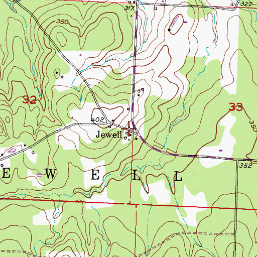 Topographic Map of Jewell, AR