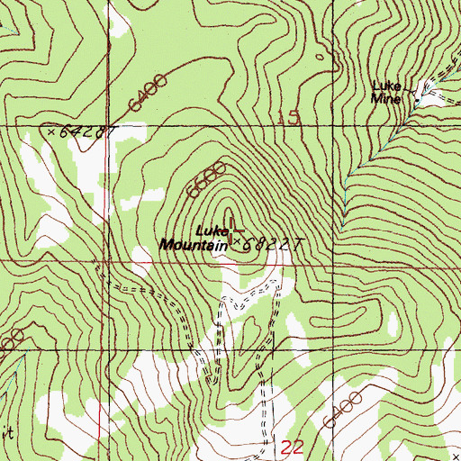 Topographic Map of Luke Mountain, MT