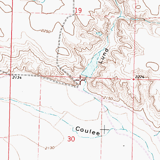 Topographic Map of Lund Coulee, MT