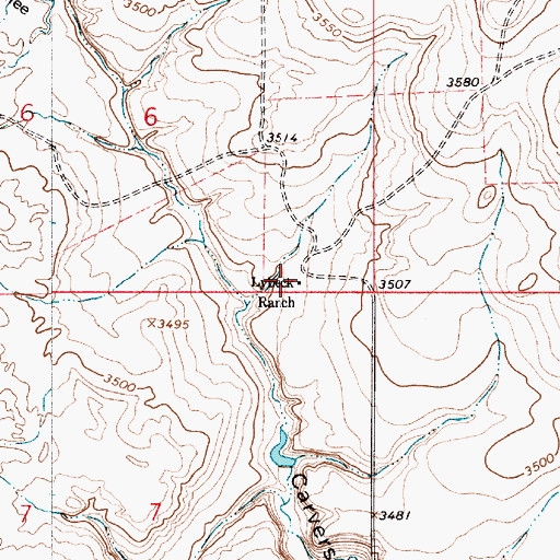 Topographic Map of Lybeck Ranch, MT