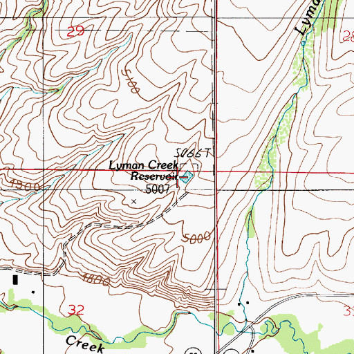 Topographic Map of Lyman Creek Reservoir, MT