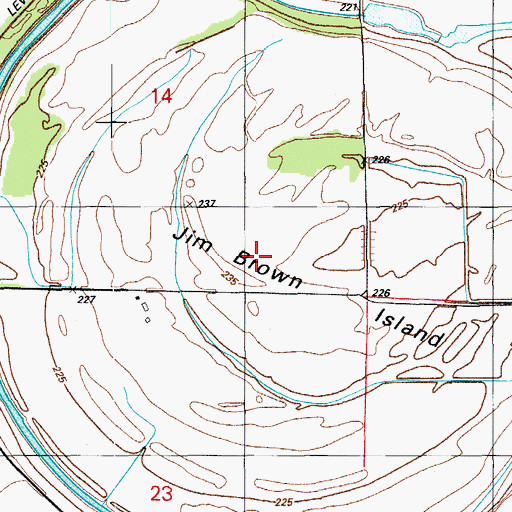 Topographic Map of Jim Brown Island, AR