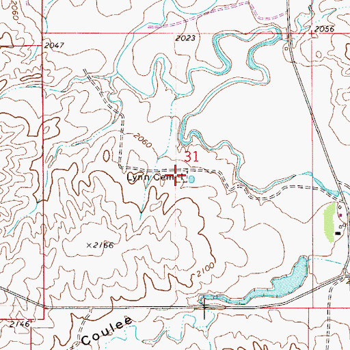 Topographic Map of Lynd Cemetery, MT