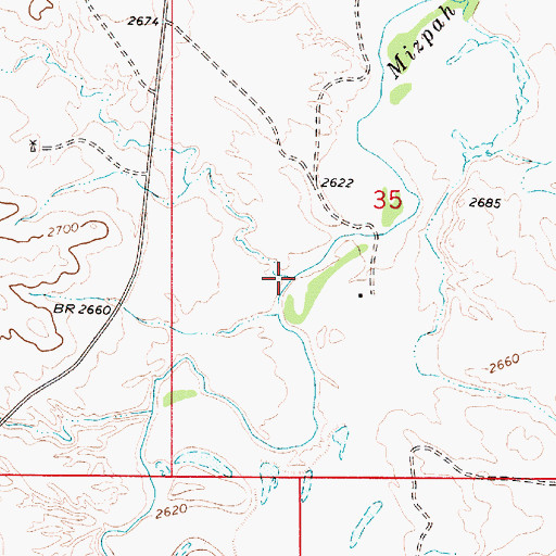 Topographic Map of M S Creek, MT
