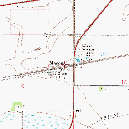 Topographic Map of Macon, MT