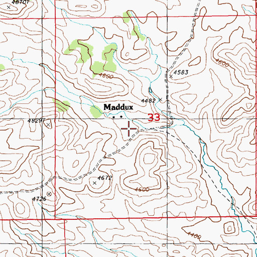 Topographic Map of Maddux, MT