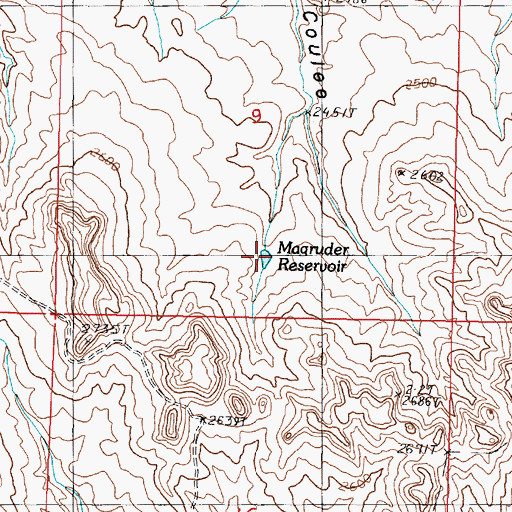 Topographic Map of Magruder Reservoir, MT