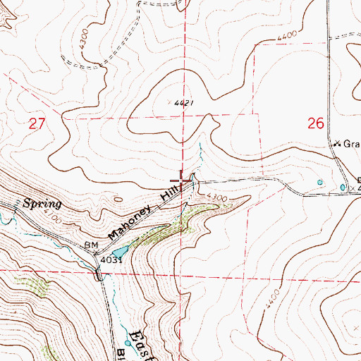 Topographic Map of Mahoney Hill, MT