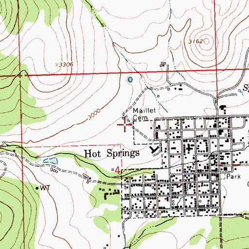 Topographic Map of Maillet Cemetery, MT