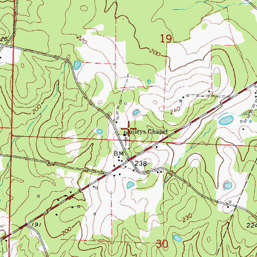 Topographic Map of Jolleys Chapel, AR
