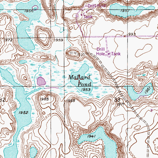 Topographic Map of Mallard Pond, MT