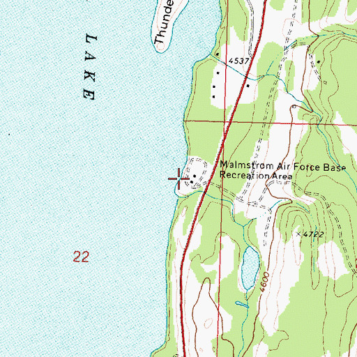 Topographic Map of Malmstrom Air Force Base Recreation Area, MT