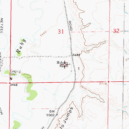 Topographic Map of Maloney Ranch, MT