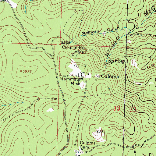 Topographic Map of Mammoth Mine, MT