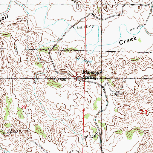 Topographic Map of Manaige Spring, MT