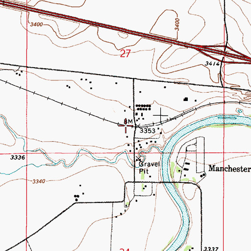 Topographic Map of Manchester, MT