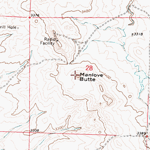 Topographic Map of Manlove Butte, MT