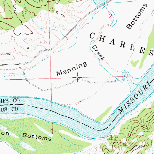 Topographic Map of Manning Bottoms, MT