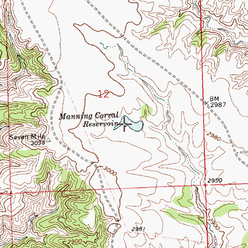Topographic Map of Manning Corral Reservoir, MT