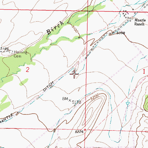 Topographic Map of Mantle Ditch, MT
