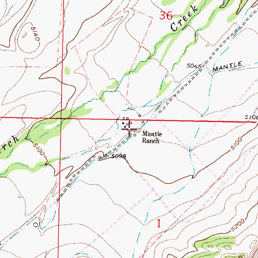 Topographic Map of Mantle Ranch, MT